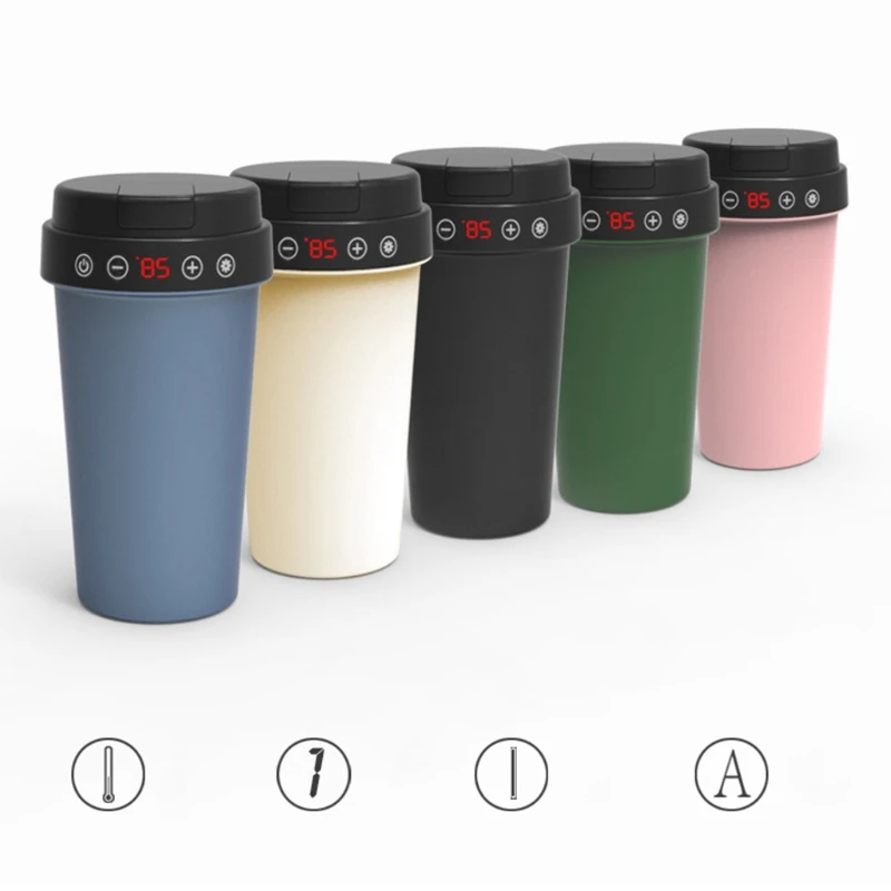

Hot Water Heater Mug for Car Electric Thermos Kettle Boiling Heated Stainless Steel Portable Travel Heating Coffee Cup A70F