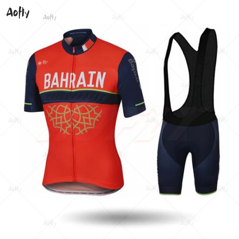 Беговая команда Бахрейна красная велосипедная одежда рубашка для велоспорта