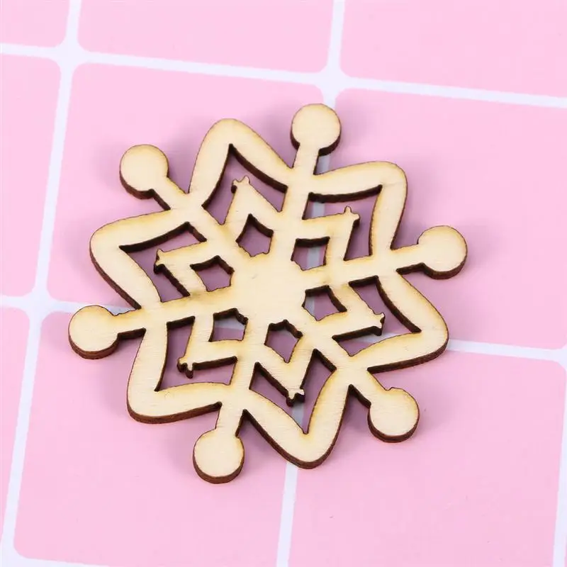10 шт DIY рождественские Висячие украшения деревянные полые снежинки дизайн