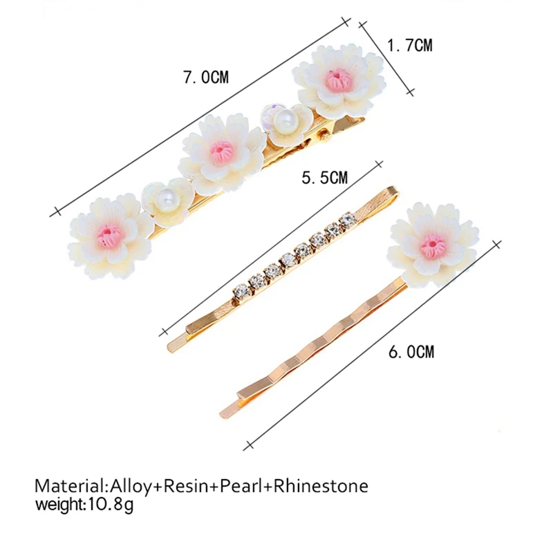 3 шт./компл. заколка для волос с цветком/заколка/палочка женщин со стразами