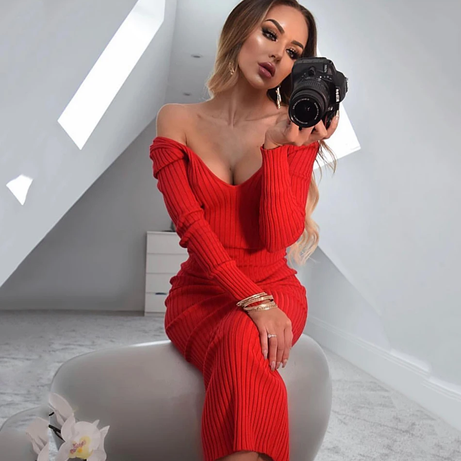 2021 сексуальное осеннее женское тонкое платье с длинным рукавом Бандажное