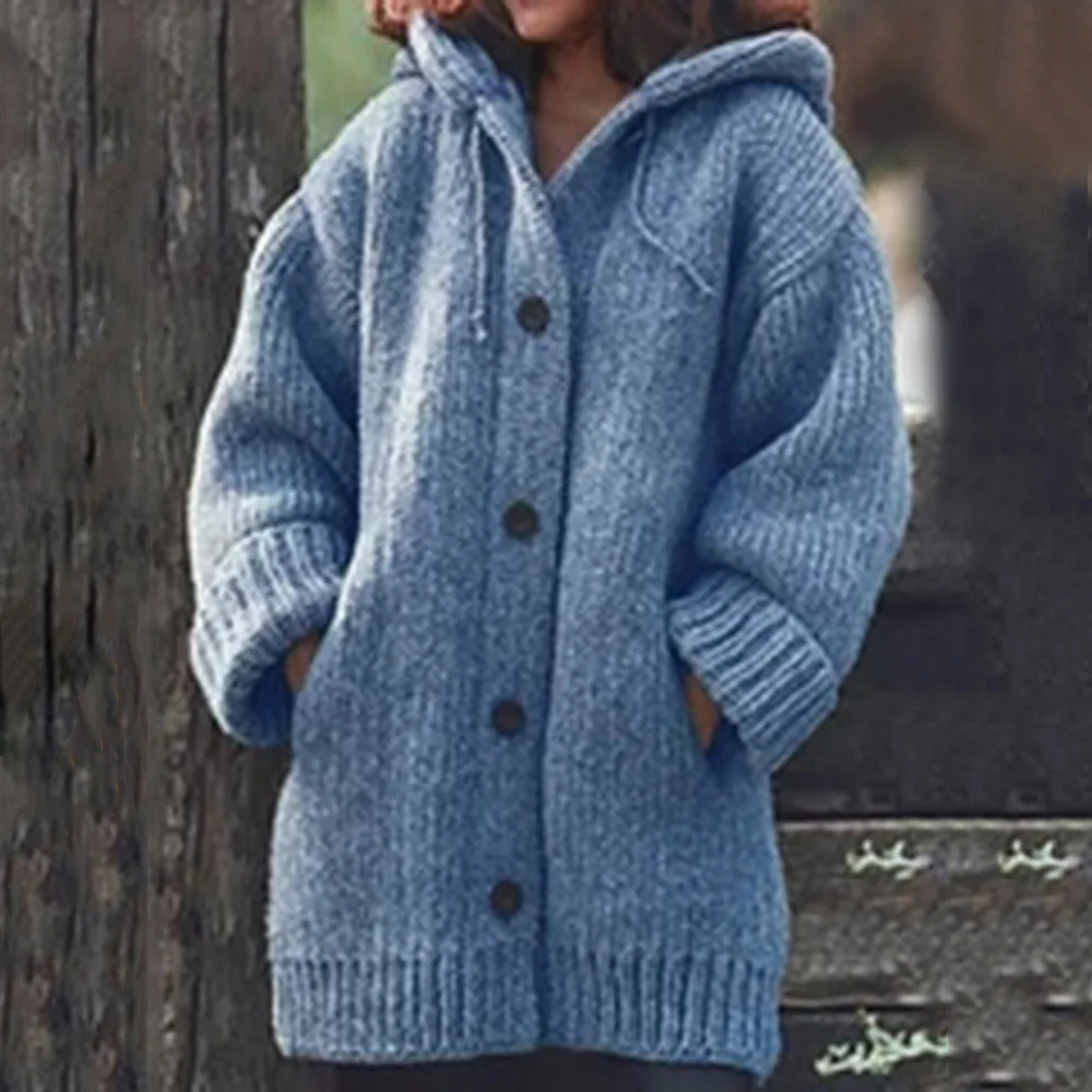 

JCHB Новый женский кардиган, свитер, пальто, теплый свитер, пальто, свободное шерстяное вязаное пальто, Осень-зима, женский длинный кардиган ов...