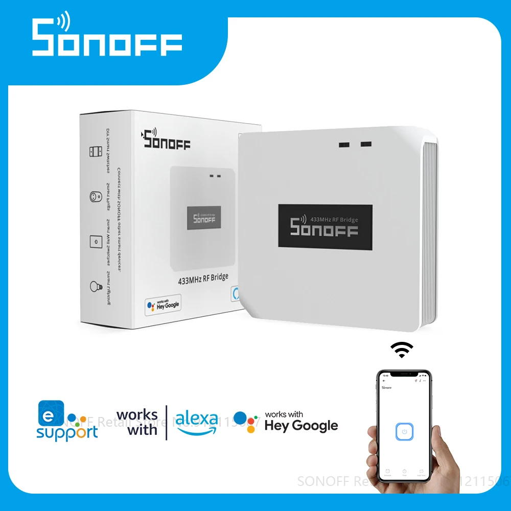 Sonoff RF Bridge R2 433MHz DW2 PIR3 Wifi Controller Intelligent Switch Smart Home Remote Control Work with Alexa Google | Обустройство