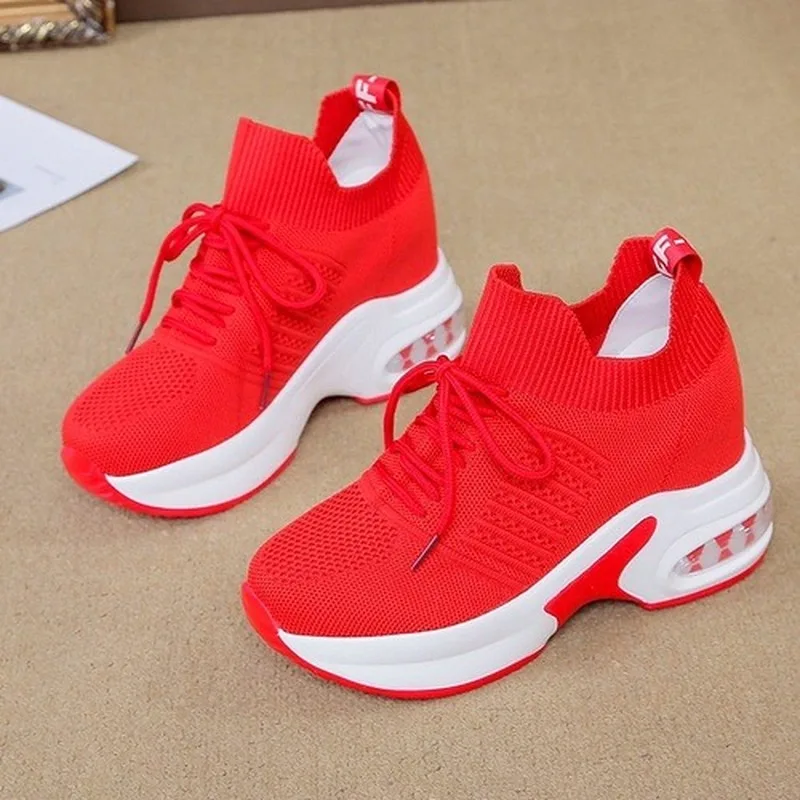 

Girl Sneakers Shoes Women White/Black /Red Breathable Autumn Sneakers Casual Shoes Female Colors Shoes Heels Zapatillas Mujer