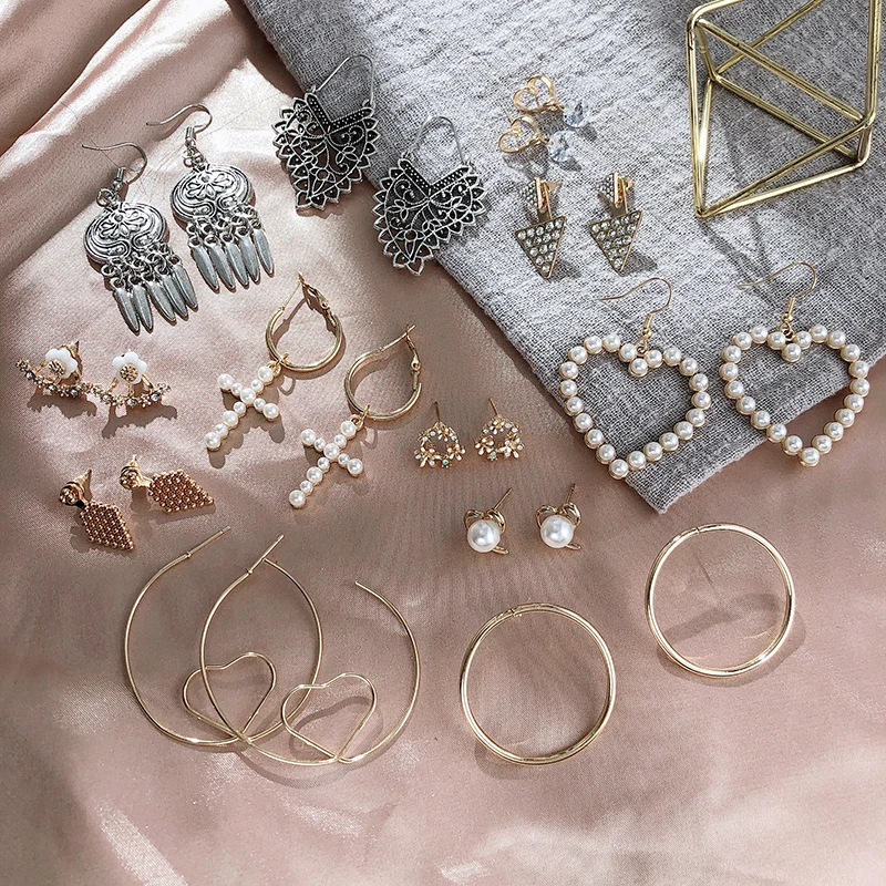 5 пар/компл. трендовые Комплект сережек для женщин Классические жемчужные серьги