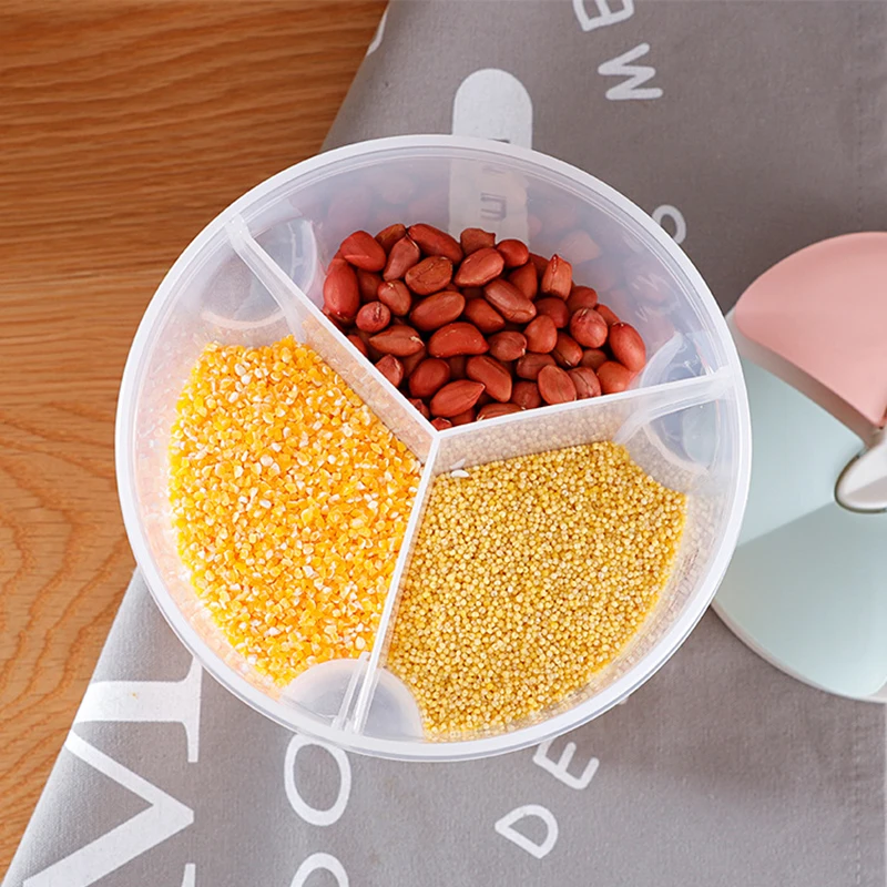 

Food Storage Box With Lids Transparent Plastic Box Organizer Flour Grain Storage Can Rotating Dry Food Cups Container Case