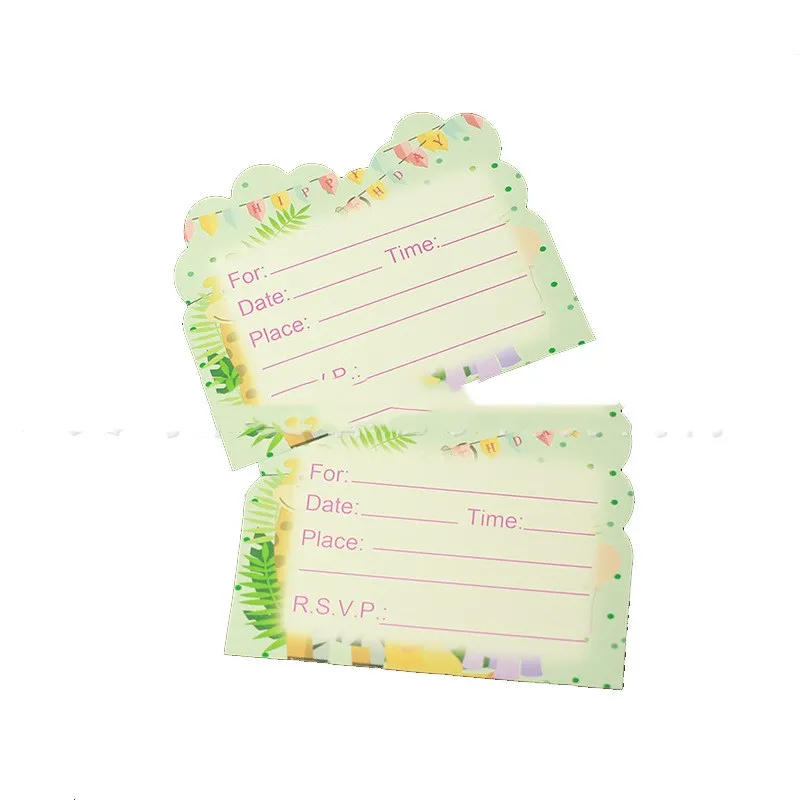 invitation card 10ps Вечерние украшения в виде животных в джунглях, капкейки, тарелки, чашки, украшения для вечеринки на день рождения, детские подарки для мальчиков, вечерние украшения - Цвет: invitation card 10ps