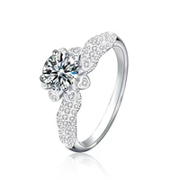 trendy s925 sterling silver 1ct d color moissanite flower ring women original design holding flower diamond engagement ring gift