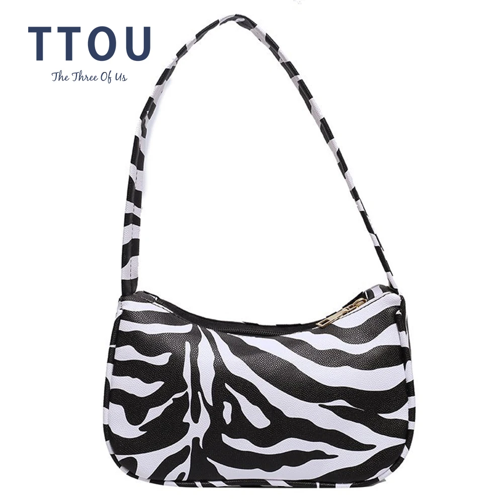 Женская сумка с принтом зебры модные женские сумки в форме багета женская через