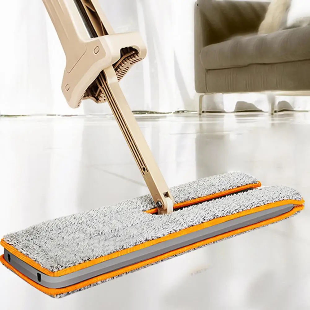 Швабра с самоотжимом двусторонняя плоская моющаяся швабра откидной крышкой