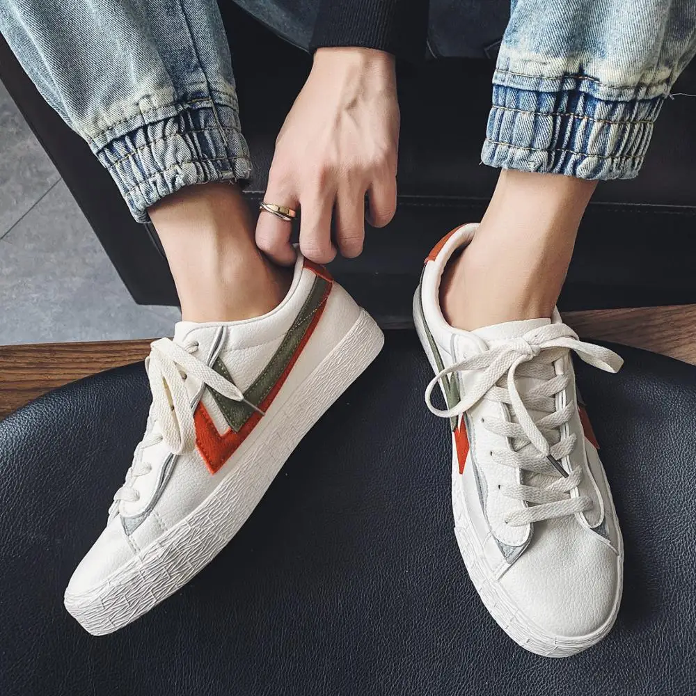 Осенняя мужская обувь Вулканизированная Обувь На Шнуровке Модная удобная