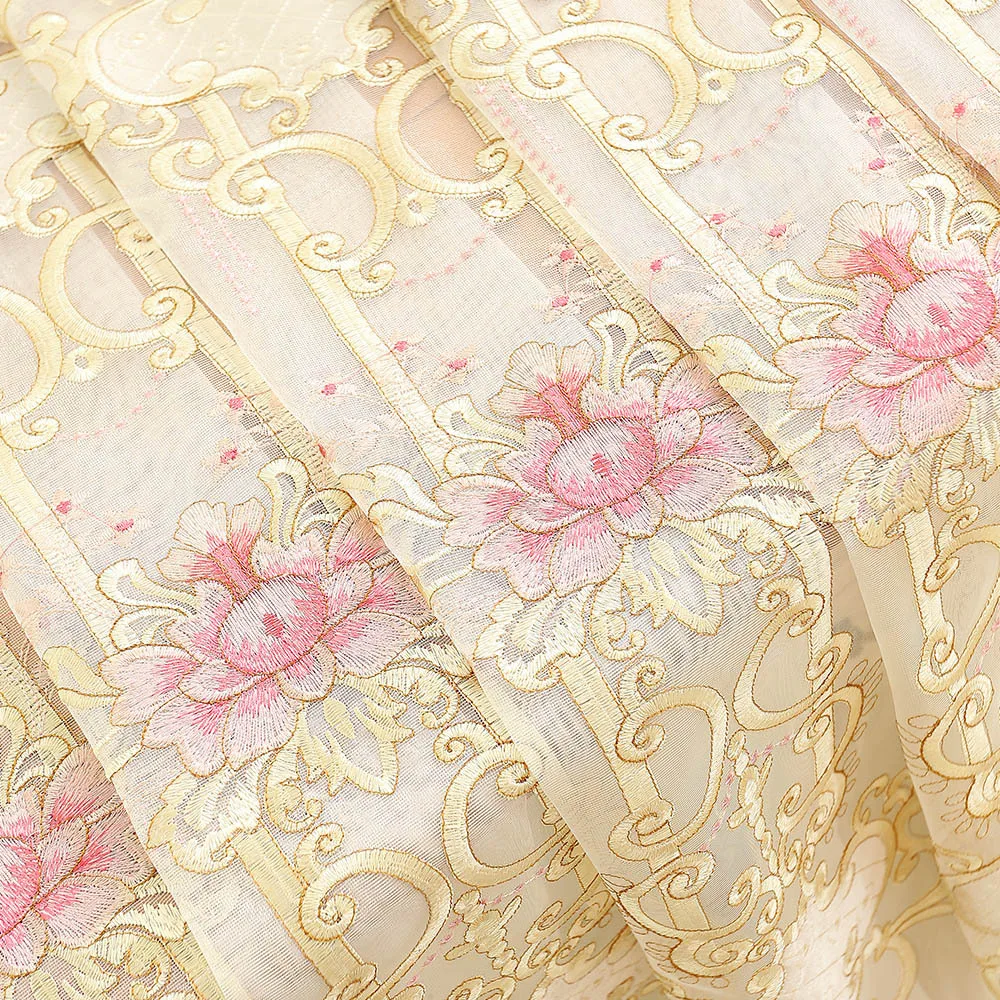 

European Style Curtains for Living Room Dining Bedroom High-end Embroidered Curtains Tulle Window Valance Can Be Customized