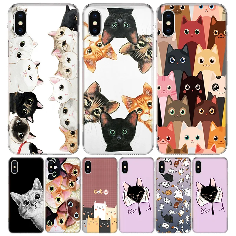 

Cat Cute Kitten Catling Cover Phone Case For iPhone 11 Pro Max 13 12 Mini 6 X 8 6S 7 Plus XS + XR 5S SE Art Coque Cell Moblie