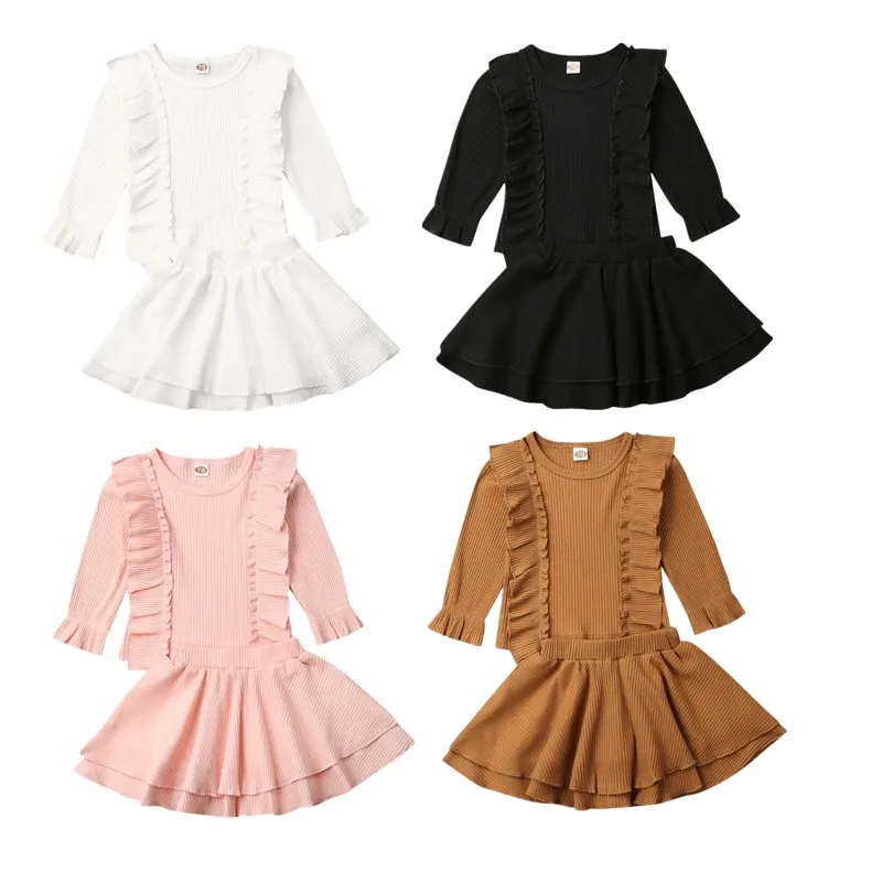 Изысканная одежда для девочек осенняя маленьких вязаные топы с длинными