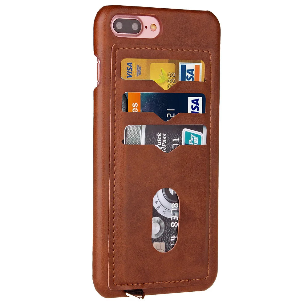 coffee Противоударный чехол для телефона s для iPhone 5, 5S, SE, 6, 6 S, 7, 8 Plus, X, 10, кожаный держатель для карт, гибридный, полный защитный чехол для iPhone 7, противоударный - Цвет: coffee