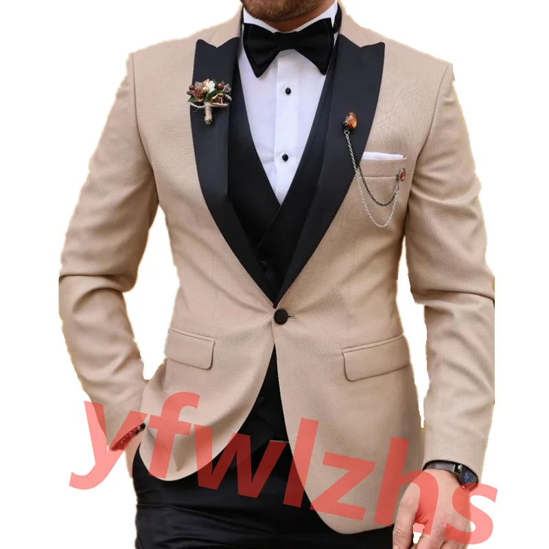 

Handsome One Button Groomsmen Peak Lapel Groom Tuxedos Men Suits Wedding/Prom Best Blazer ( Jacket+Pants+Vest+Tie) B318