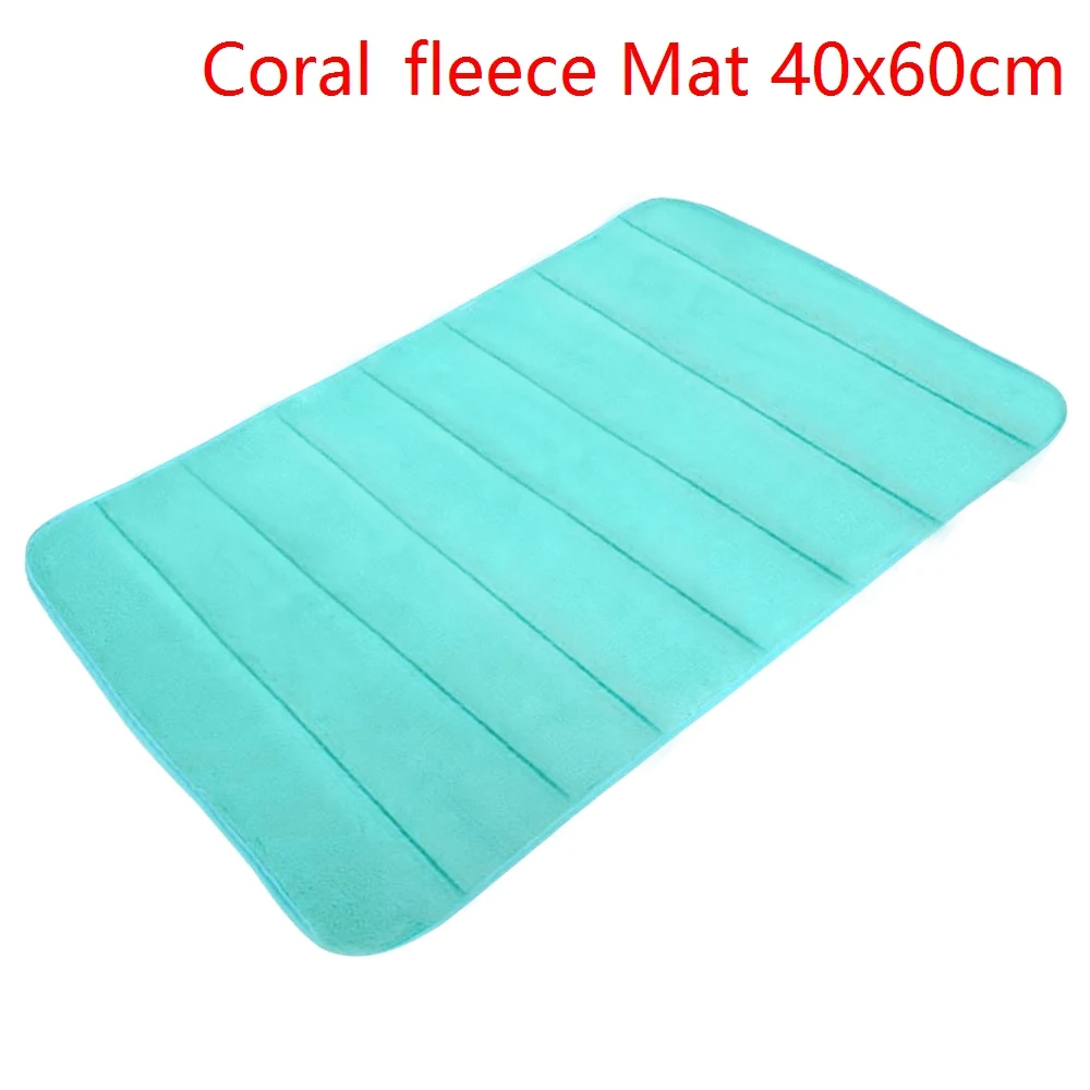 B-sky blue 40x60cm Urijk коврик для ванной, нескользящий коврик для ванной комнаты, Впитывающий Коврик из пены с эффектом памяти, коврик для ванной, кухонный дверной пол, коралловый флис, 40*60/50*80 см - Цвет: B-sky blue 40x60cm