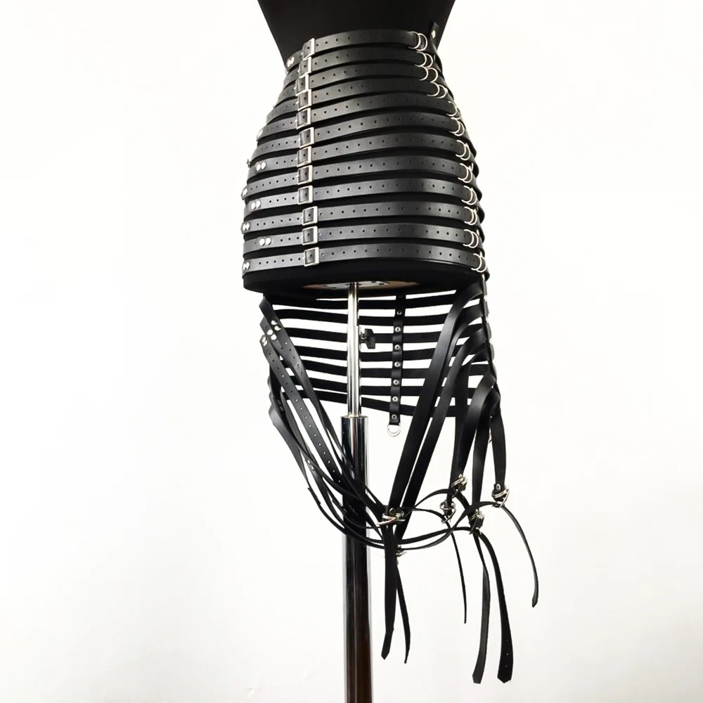 UYEE Harness Skirt Bondage For Women PU Leather Garter Belt Nightclub Lingerie Stockings Belts Buttocks Body Harness Suspenders