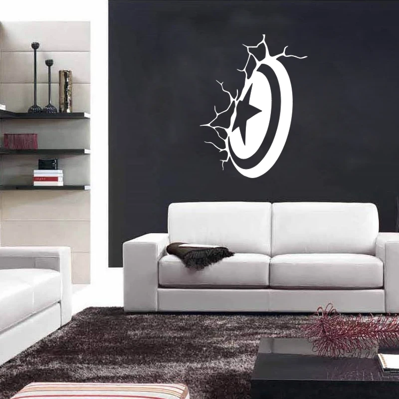 

New Style Captain Shield Vinyl Wall Sticker Decals Home Art Decor Vinyl Fresco Art Home Wallpaper DIY