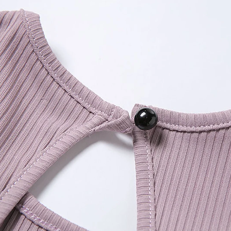 

Skinny Shorts Jumpsuits Women Sporty Yoga Outfits Hollow Out Knitted Ribbed Playsuits Casual Femme Stretchy Purple Rompers G1598