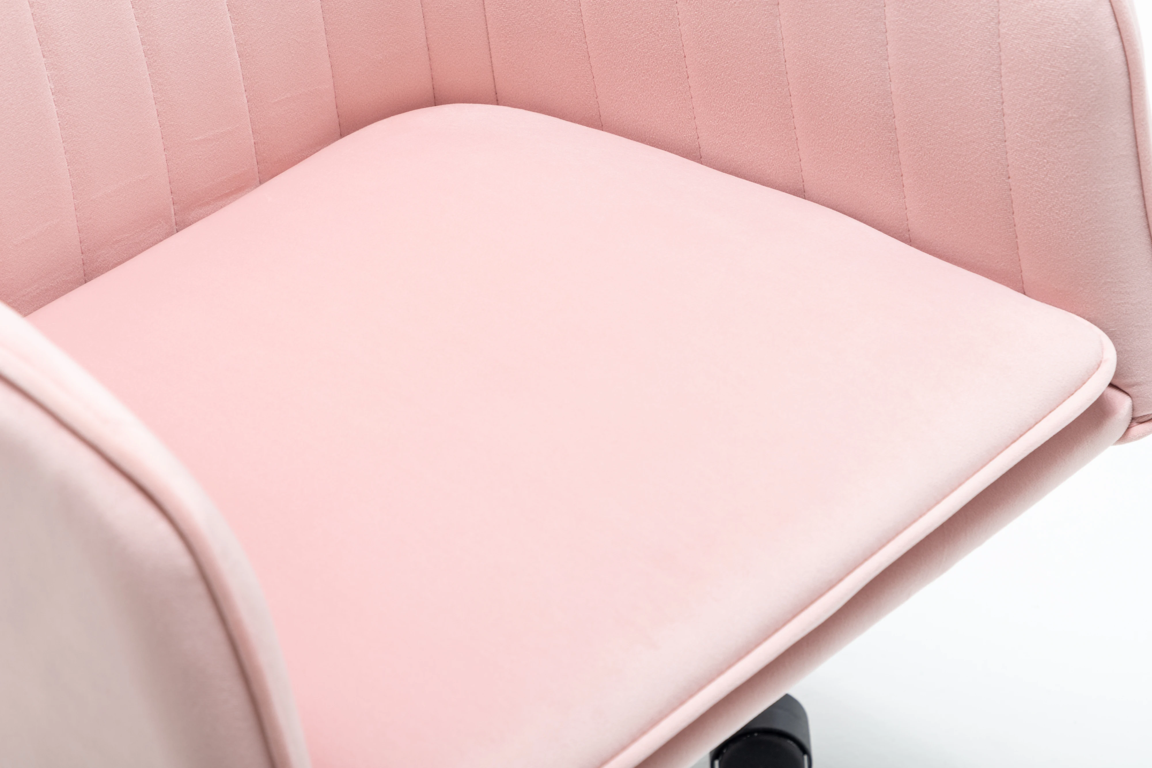 

Velvet fabric Home Office Desk Chair with Metal Base Modern Adjustable Swivel Chair with Arms (Pink)