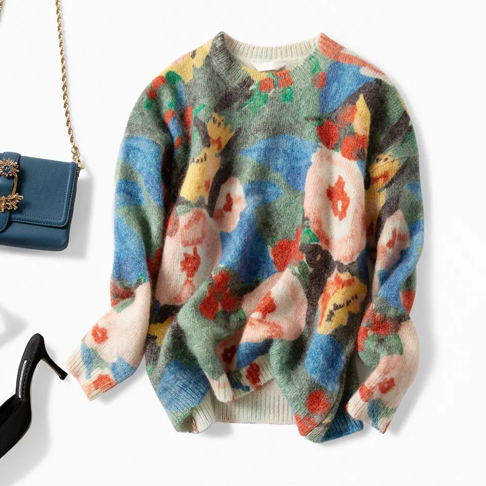 Женская трикотажная куртка свободный свитер в Корейском стиле Джокер осень 2021 |