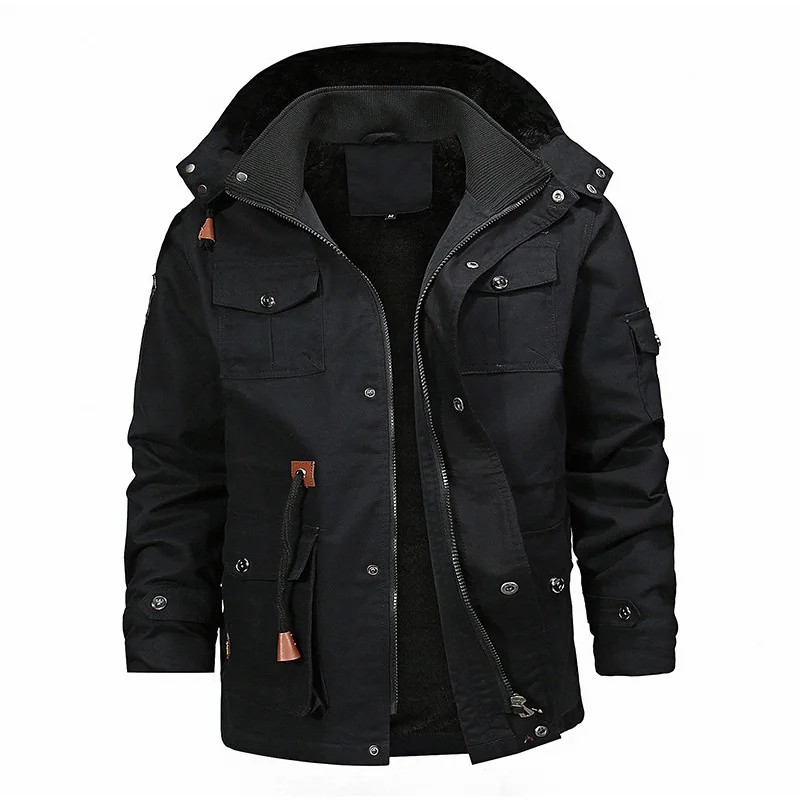 

Men's fashion windbreaker, winter leisure thick coat, men's long black jacket, anti dripping