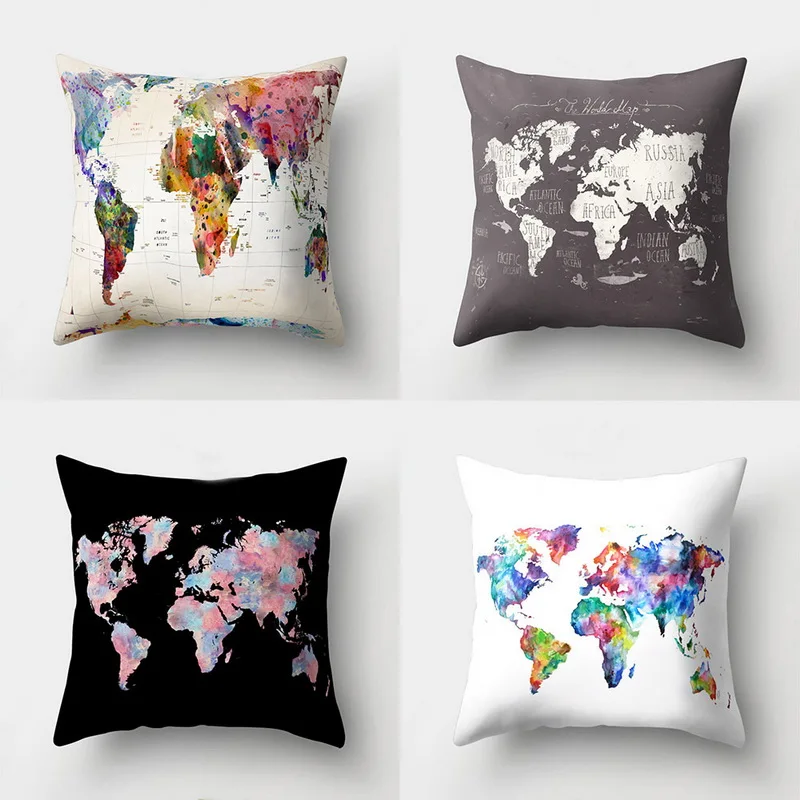 1 предмет Винтаж карта мира Стиль узор Чехлы для подушек из хлопка и льна накидка
