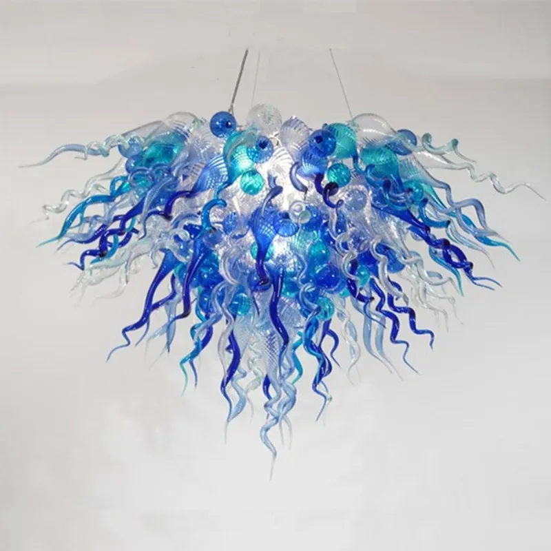 

Blue Turquoise Glass Lustre Hanging Lamp Nordic LED Chandelier for Living Room Bedroom Kitchen Decor Lighting Fixtures 48 Inches