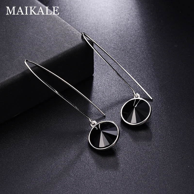 MAIKALE, простые Разноцветные серьги-капли с австрийскими кристаллами, круглые стразы, золото, серебро, длинные серьги с крючками для женщин, ювелирное изделие, подарок - Окраска металла: 25