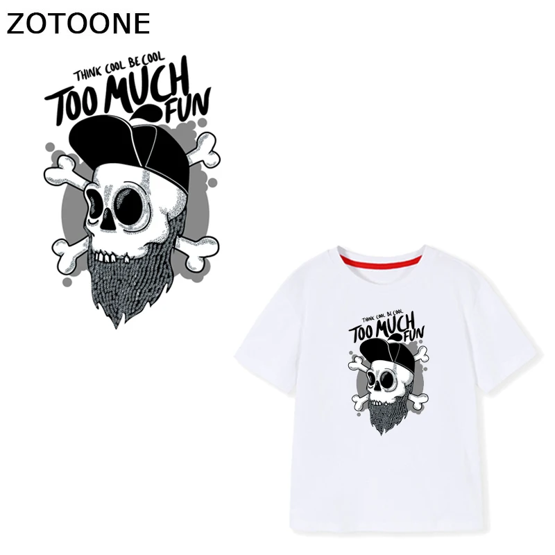 

Punk Skull Patch Iron on Transfer Patches for Clothing Stickers on Clothes for T-shirt Heat Transfers Application DIY Appliques