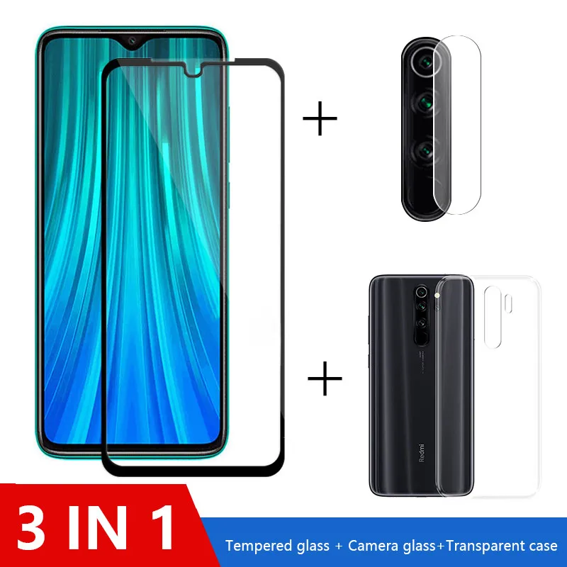 3 в 1 чехол + стекло для xiaomi redmi note 8 7 pro Защитное Чехол xiomi 8pro|Защитные стёкла и