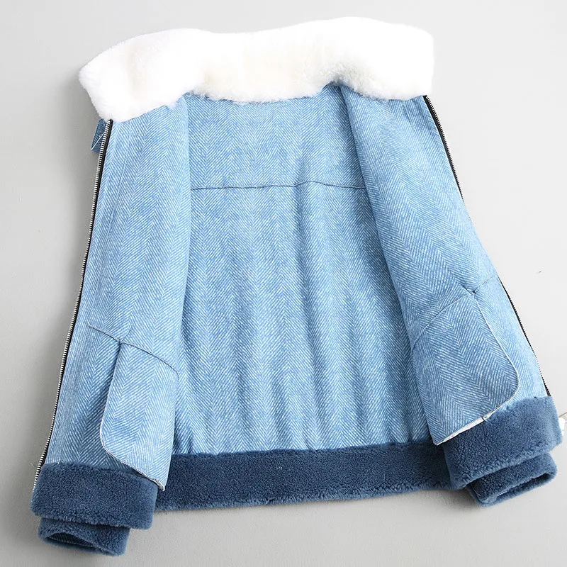 Женская Шуба из овечьей шерсти повседневная короткая зимняя куртка верхняя