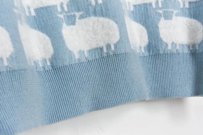 

New Runway 2020 Vintage Autumn Winter women Loose Pullover High Quality Knit Sheep Cartoon Sweater O-neck Top Female pull femme