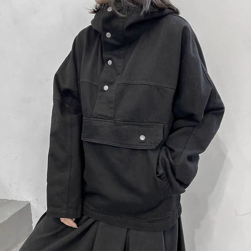 

XITAO Patchwork Casual Hoodies Women Tide Fashion Style Hooded Collar Long Sleeve Pullover Side Split Pocket Loose DZL2644