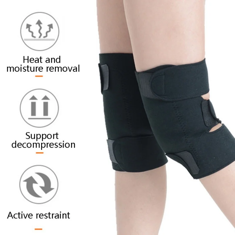 

1 Pair Self-Heating Knee Support Adjustable Tourmaline Magnetic Therapy Knee Pad Sleeve Arthritis Brace Protective Belt