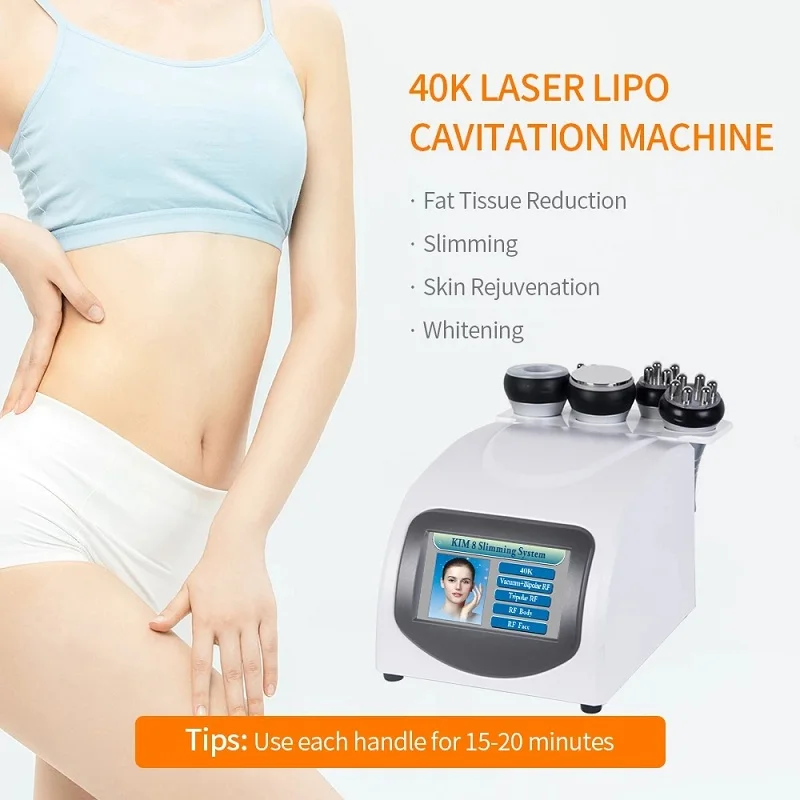 

5 in1 Ultrasonic Liposuction 40K Cavitation Vacuum Multipolar bipolor RF laser Slimming radio frequency SKIN BODY SALON MACHINE