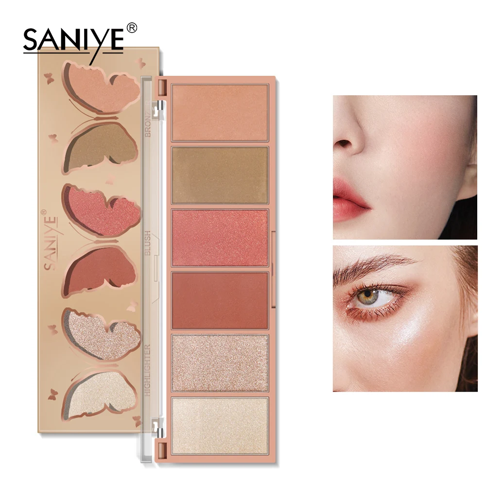 SANIYE многофункциональные Минеральные румяна пудра хайлайтер палитра макияж