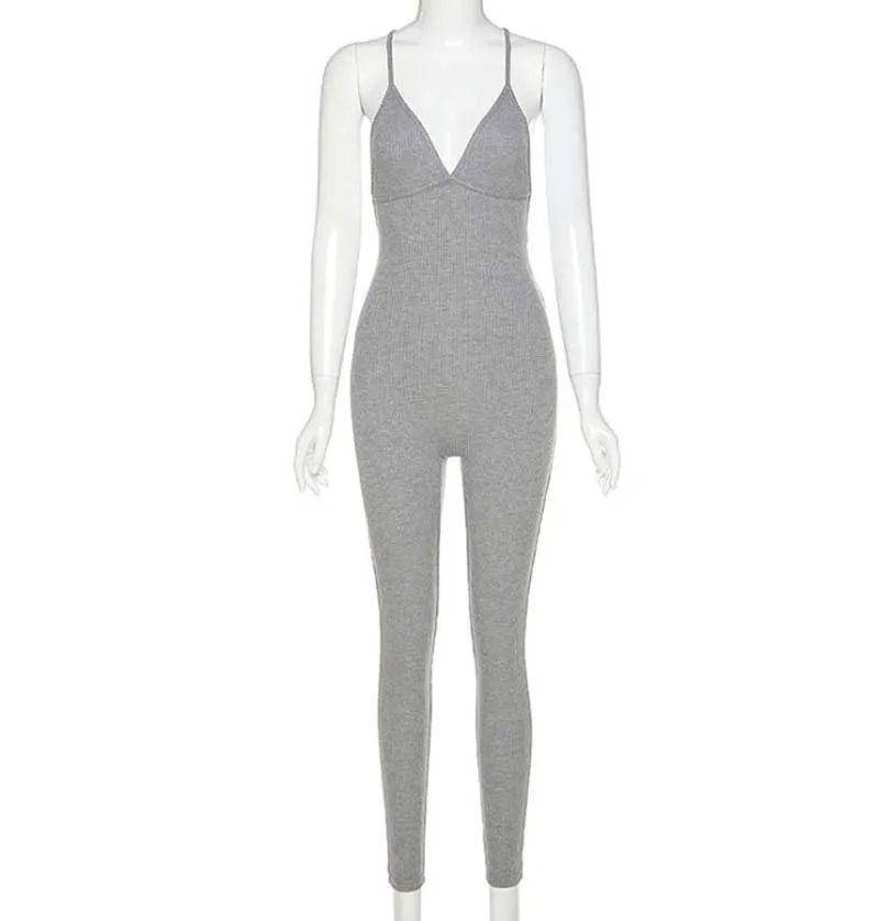 

Summer V-neck Skinny Sexy Suspender Open Back Sport Jumpsuit Gym,OutWear Partywear Halter Sleeveless Streetwear Womens Clothing