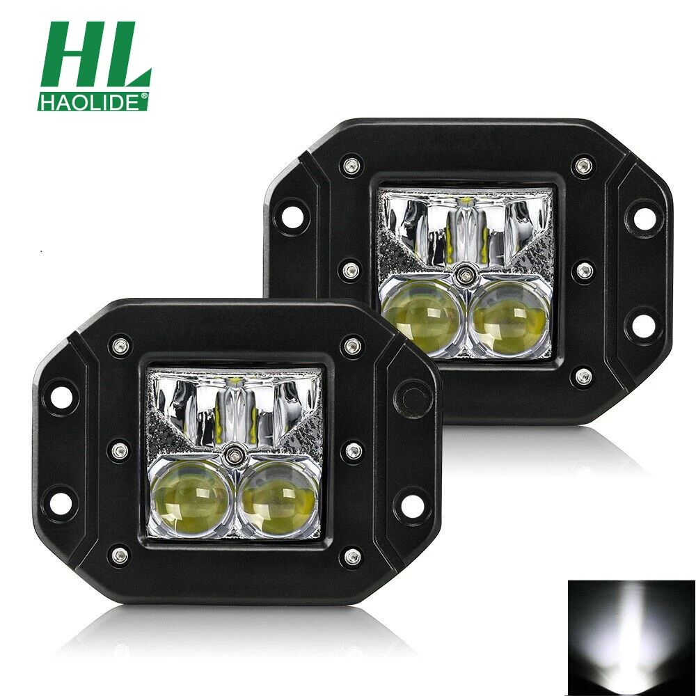 

HAOLIDE 2PCS 5inch 160W Flush Mount LED Work Light Pods Combo Driving Lamp 12V 24V 5" Offroad Truck