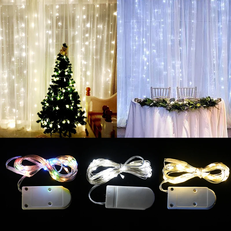 Светодиодный светильник s 1/2/3 м на батарейках сказочный теплый белый для свадьбы