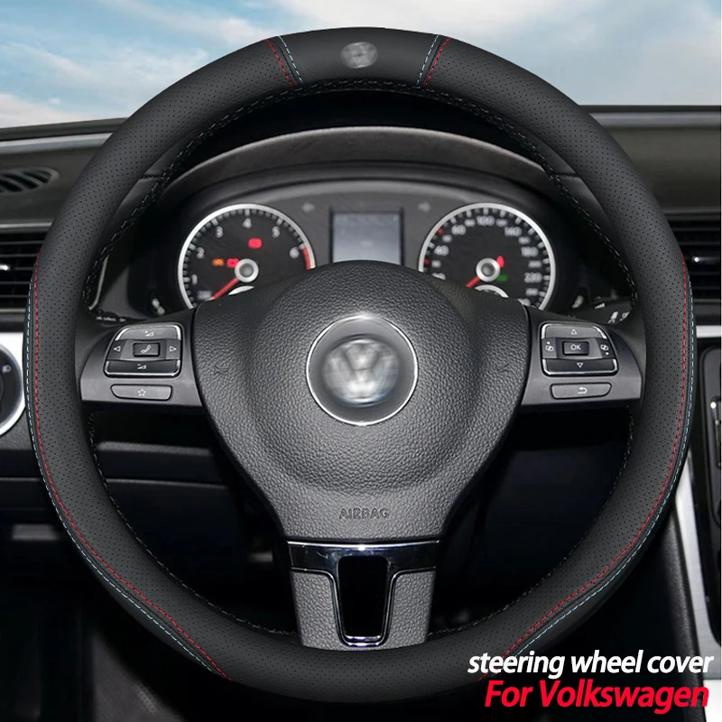 

Car Steering Wheel Cover Skidproof Auto Steering-Wheel Cover Anti-Slip Leather Carstyling Car Accessories for Volkswagen