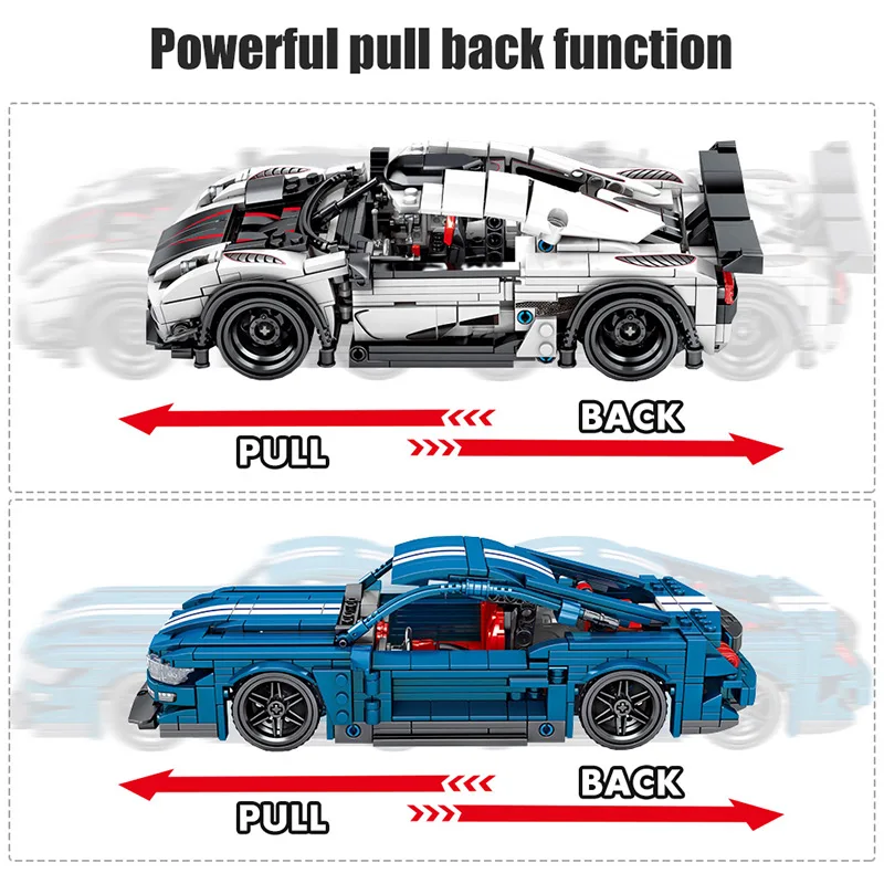 

City Pull Back Mechanical Sport Car Technical Racing Car Diy Building Blocks Race P1 Car Bricks Educational Toy For Boys