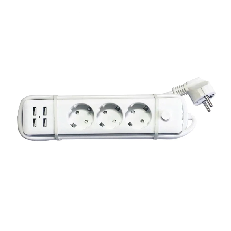 

EU Power Strip Socket 2500w with 4 USB Charging Ports Outlet 5V 2.3A Home Plug 23GB