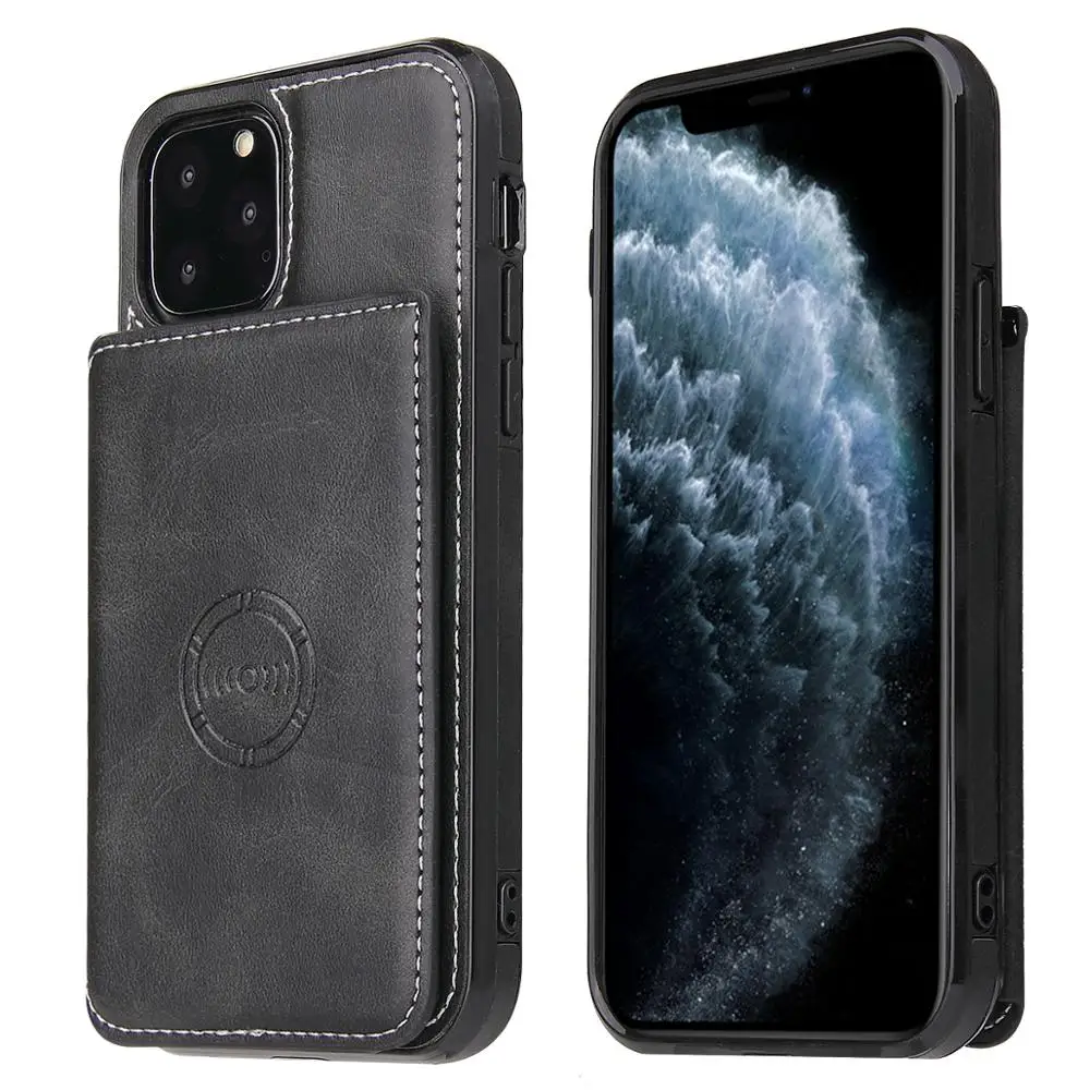Магнитный чехол бумажник из искусственной кожи для iPhone 11 Pro Max с держателем фото