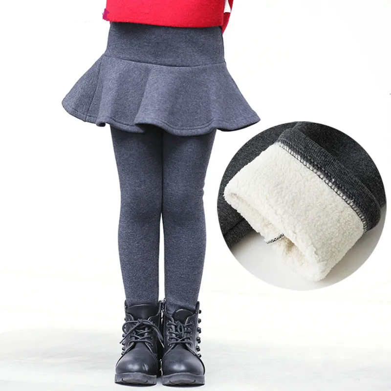 Зимние теплые флисовые леггинсы для девочек многослойные юбки юбка подростков