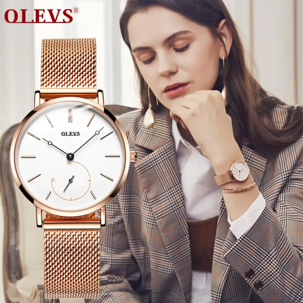 

Olevs японский механизм кварцевые наручные часы женские часы люксовый бренд розовое золото повседневные водонепроницаемые женские часы Relogios...