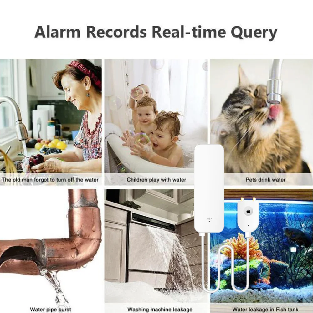 

Tuya Home Alarm Water Leakage Alarm Independent WIFI Water Leak Sensor Detector Flood Alert Overflow Security Alarm System 3pcs