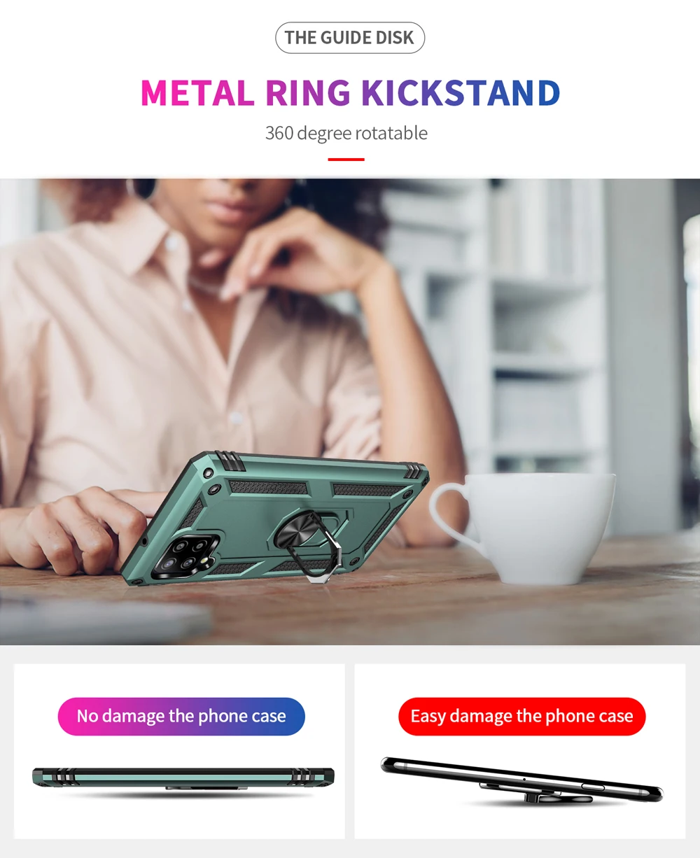 

Shockproof Rugged Ring Stand Fundas Cover for Samsung Galaxy A32 A72 A52 A42 5G 4G A12 S20 FE S20FE Case Coque TPU Bumper Shell