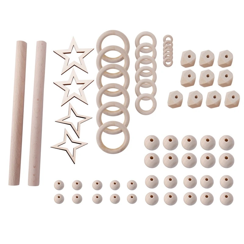 

Wood Beads with Macrame Bead Wooden Rod for DIY Plant Wall Hangers Macrame Set